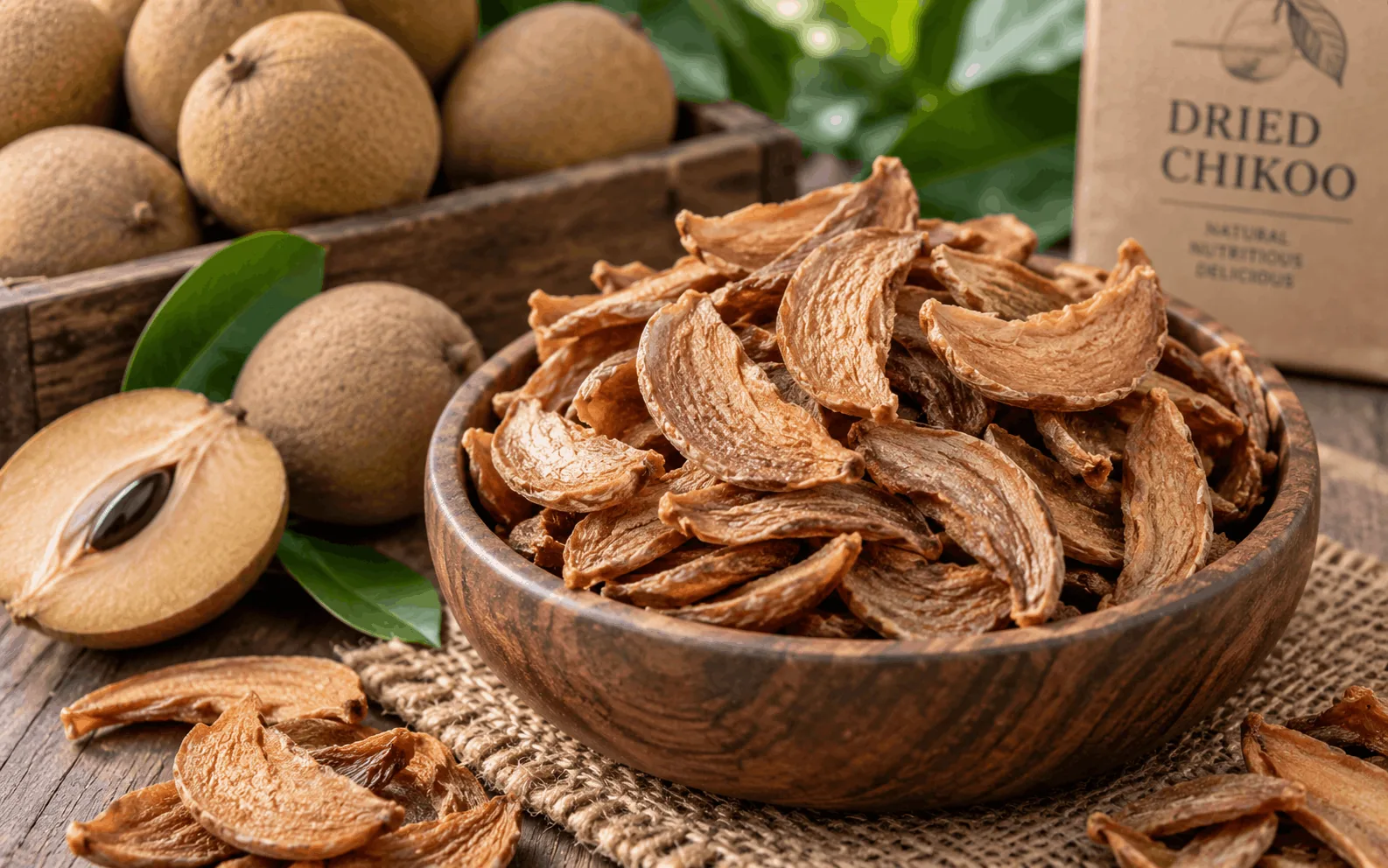 Dried chikoo slices