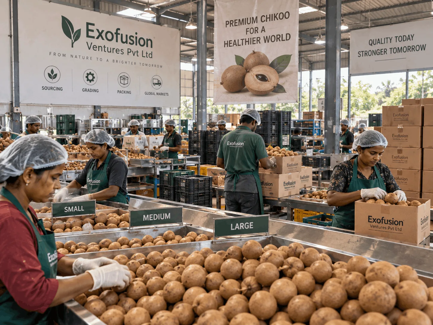 Exofusion grading and packing floor